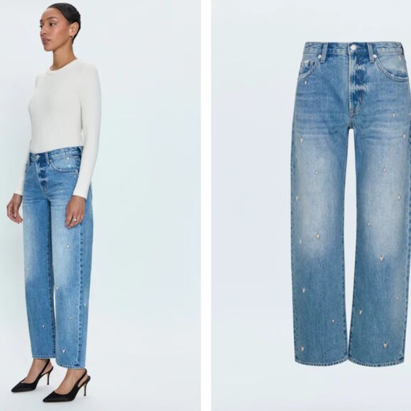 💗Pistola Lexi Confetti Heart Jeans Bowed Straight Leg NWT • Size 31 • 💗 - Picture 4 of 9